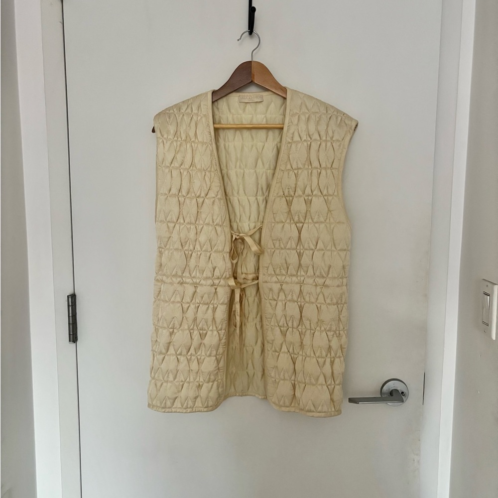 Ulla Johnson Cream Quilted Silk Vest